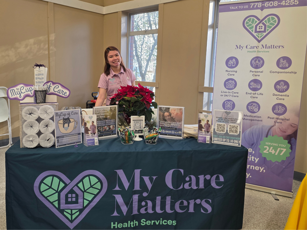 Seniors attending the Seniors Support & Solutions Expo 2025 at South Granville Seniors Centre in Vancouver, BC, engaging with exhibitors and participating in the Passport Challenge