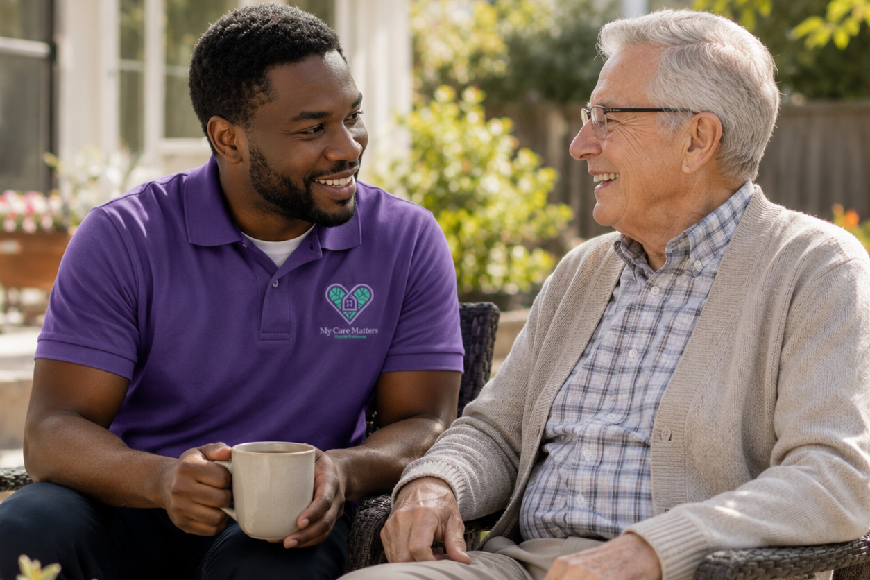 caregiver-and-senior-sharing-a-cup-of-coffee-mycarematters