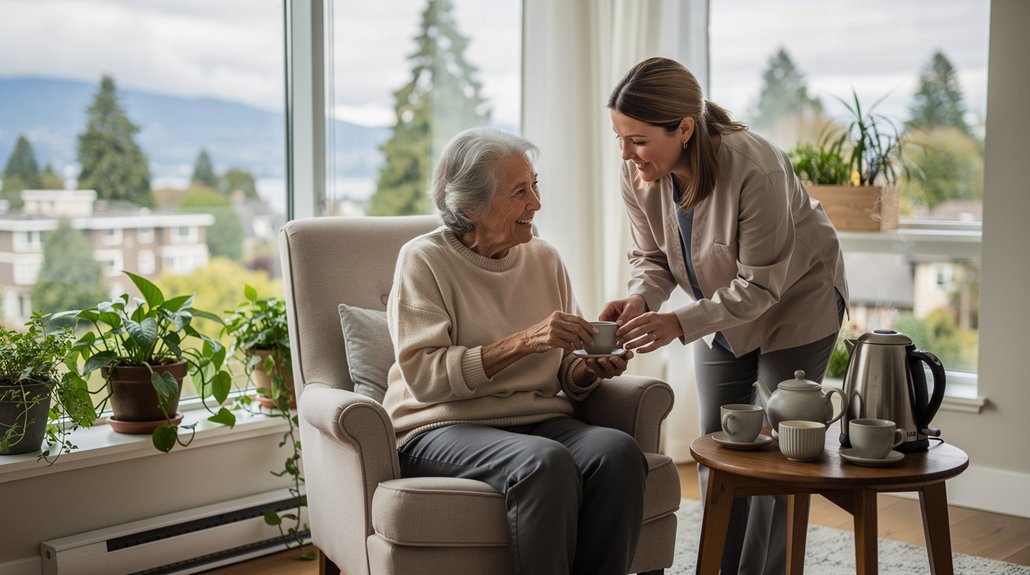 senior-care-burnaby-senior-receiving-tea-from-caregiver