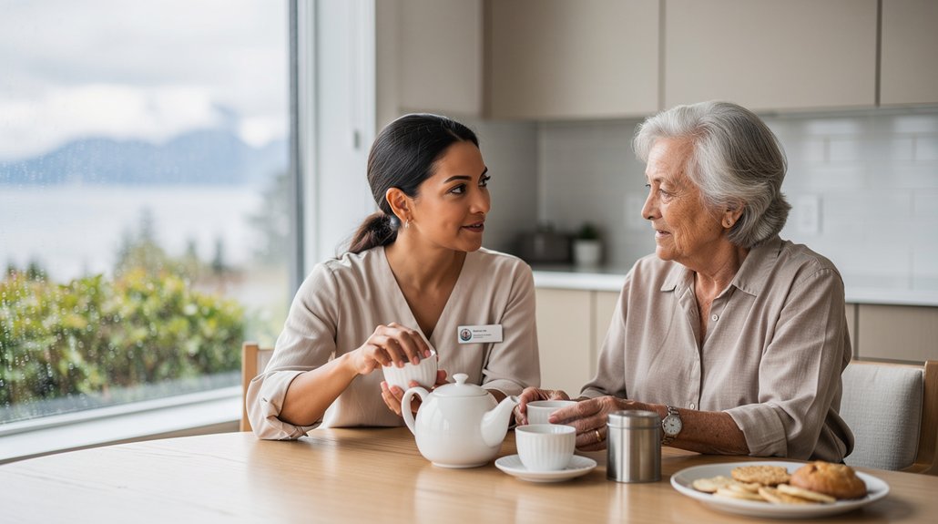 senior-care-burnaby-tea-time-with-elderly-caregiver-and-client