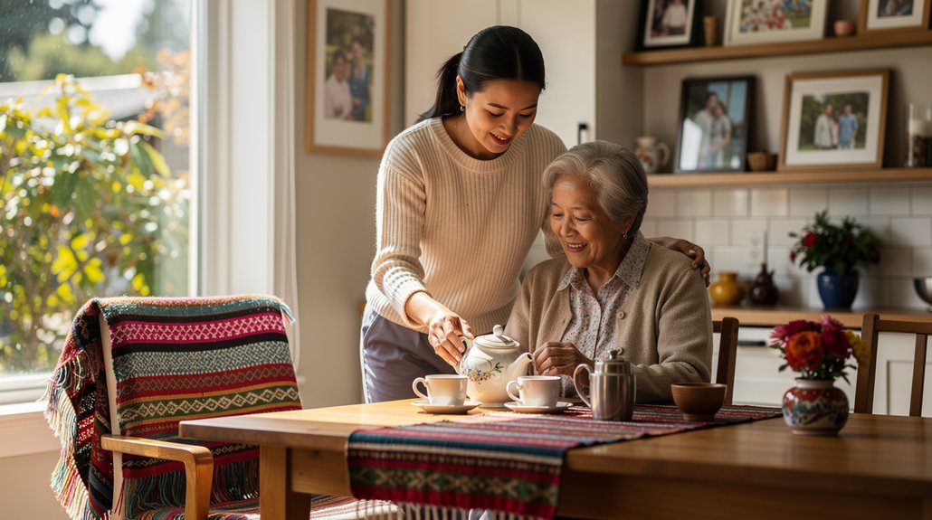 senior-care-burnaby-woman-serving-tea-to-elderly-lady-at-home